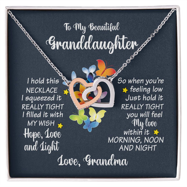 To My Beautiful Granddaughter Interlocking Hearts Necklace Gift From Grandma
