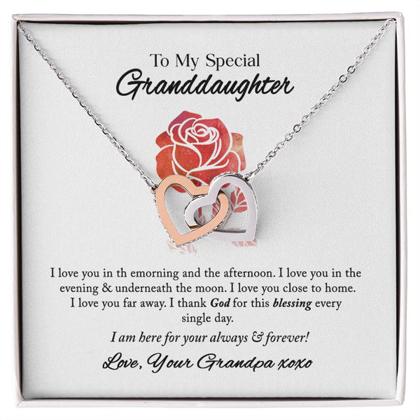 To My Special Granddaughter Interlocking Hearts Necklace Gift From Grandpa