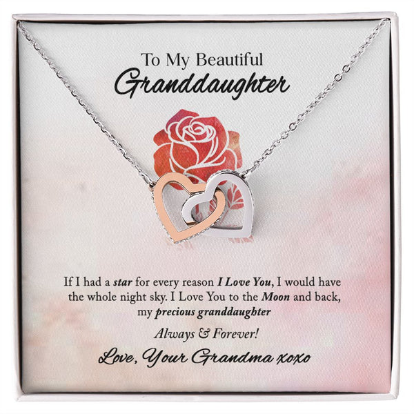 To My Beautiful Granddaughter Interlocking Hearts Necklace Gift From Grandma