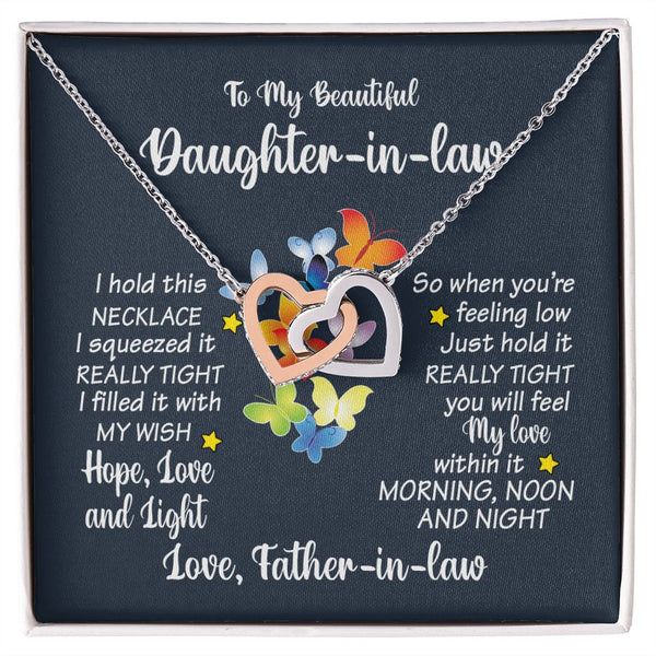To My Beautiful Daughter-in-law Interlocking Hearts Necklace Gift From Father-in-law