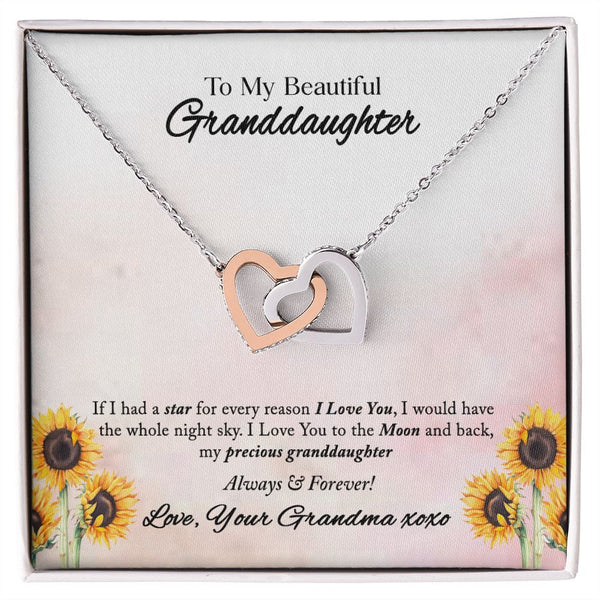 To My Beautiful Granddaughter Interlocking Hearts Necklace Gift From Grandma