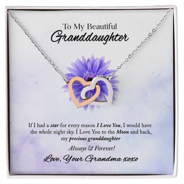 To My Beautiful Granddaughter Interlocking Hearts Necklace Gift From Grandma