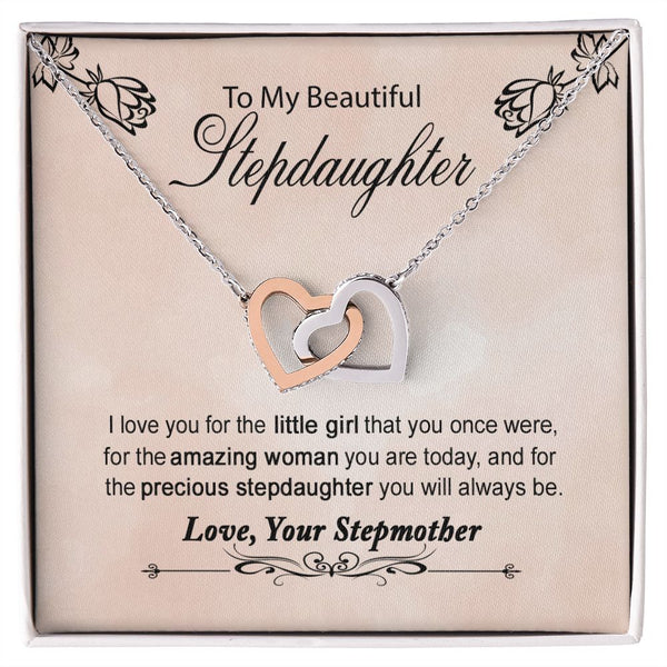 To My Beautiful Stepdaughter Interlocking Hearts Necklace Gift From Stepmother
