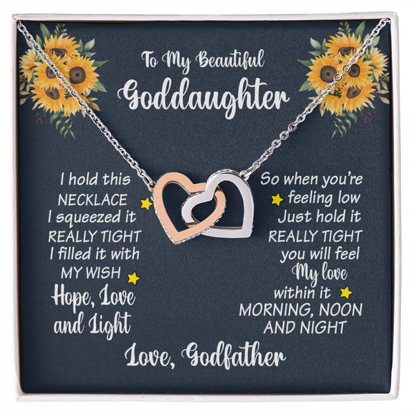 To My Beautiful Goddaughter Interlocking Hearts Necklace Gift From Godfather
