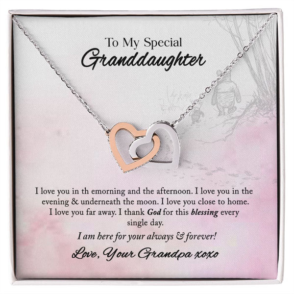 To My Special Granddaughter Interlocking Hearts Necklace Gift From Grandpa