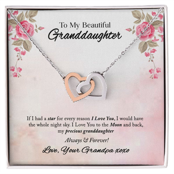 To My Beautiful Granddaughter Interlocking Hearts Necklace Gift From Grandpa