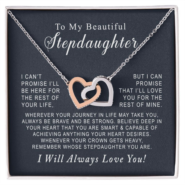 To My Beautiful Stepdaughter Interlocking Hearts Necklace Gift From Stepmom or Stepdad