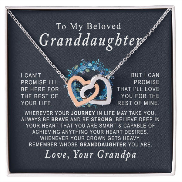 To My Beloved Granddaughter Interlocking Hearts Necklace Gift From Grandpa