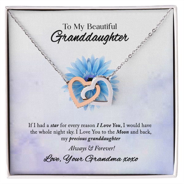 To My Beautiful Granddaughter Interlocking Hearts Necklace Gift From Grandma