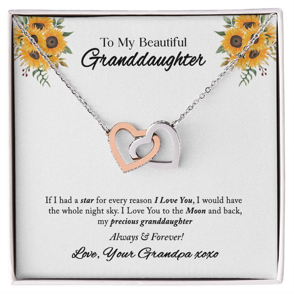 To My Beautiful Granddaughter Interlocking Hearts Necklace Gift From Grandpa