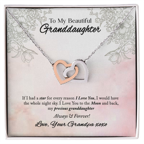 To My Beautiful Granddaughter Interlocking Hearts Necklace Gift From Grandpa