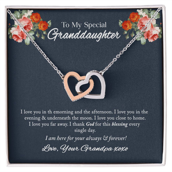 To My Special Granddaughter Interlocking Hearts Necklace Gift From Grandpa