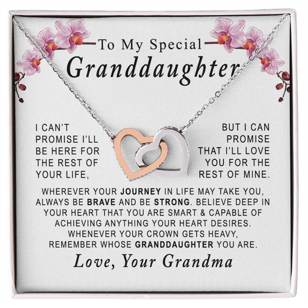 To My Special Granddaughter Interlocking Hearts Necklace Gift From Grandma