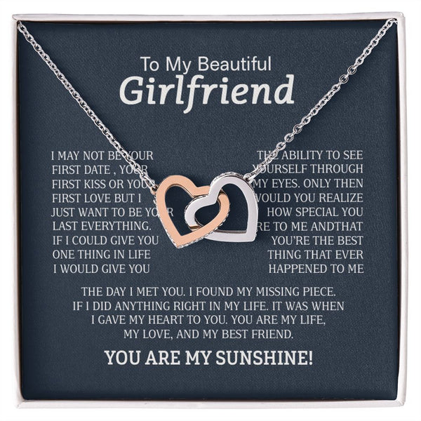 To My Beautiful Girlfriend Interlocking Hearts Necklace Gift From Boyfriend