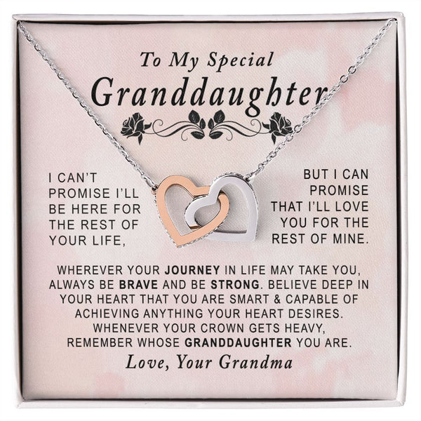 To My Special Granddaughter Interlocking Hearts Necklace Gift From Grandma