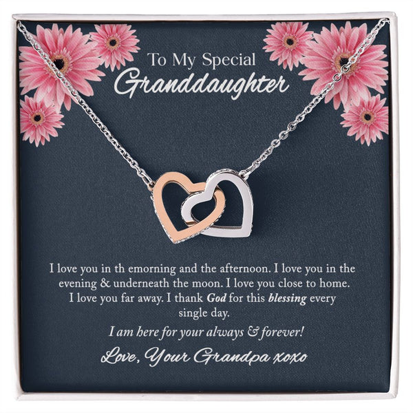 To My Special Granddaughter Interlocking Hearts Necklace Gift From Grandpa