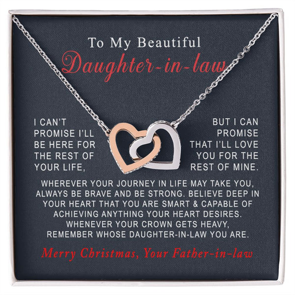 To My Beautiful Daughter-in-law Merry Christmas Interlocking Hearts Necklace Gift From Father-in-law