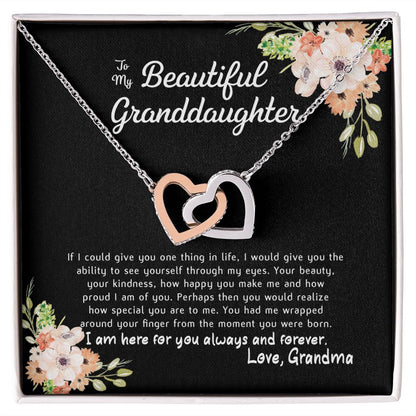 To My Beautiful Granddaughter Interlocking Hearts Necklace Gift From Grandma