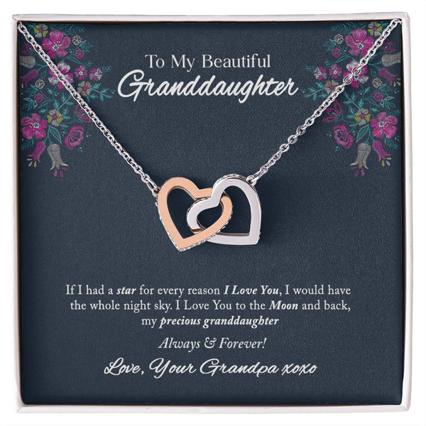 To My Beautiful Granddaughter Interlocking Hearts Necklace Gift From Grandp