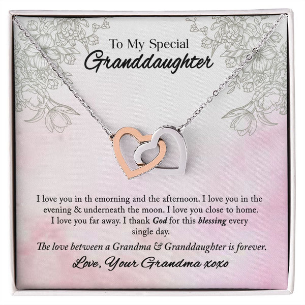 To My Special Granddaughter Interlocking Hearts Necklace Gift From Grandma