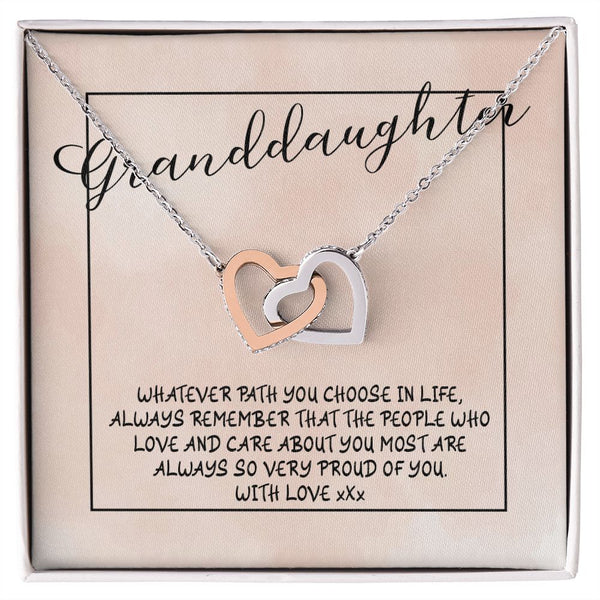 To My Granddaughter Interlocking Hearts Necklace Gift From Grandpa or Grandma