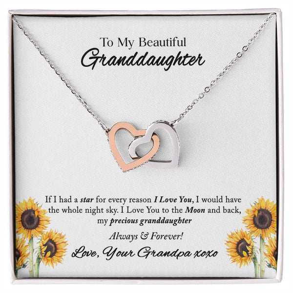 To My Beautiful Granddaughter Interlocking Hearts Necklace Gift From Grandpa