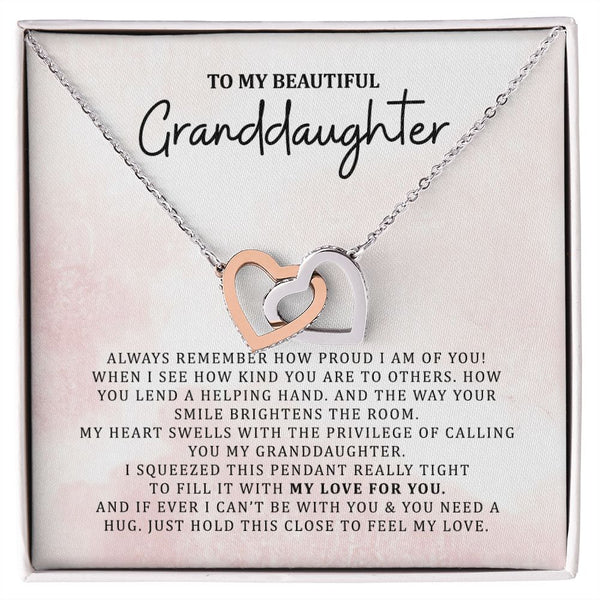 To My Beautiful Granddaughter Interlocking Hearts Necklace Gift From Grandma Grandmother or Grandpa Grandfather