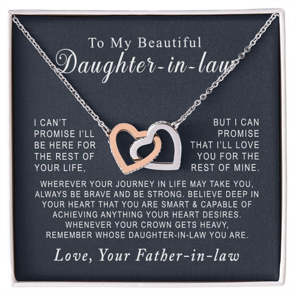 To My Beautiful Daughter-in-law Interlocking Hearts Necklace Gift From Father-in-law