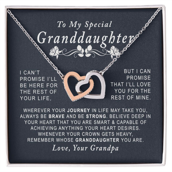 To My Special Granddaughter Interlocking Hearts Necklace Gift From Grandpa