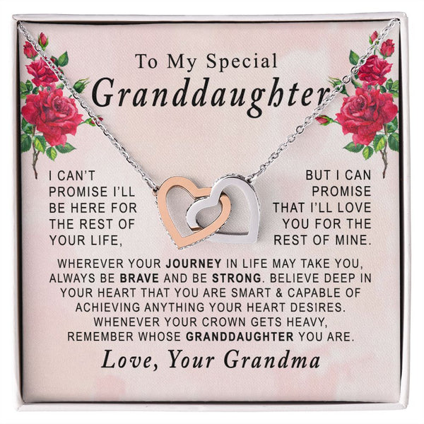 To My Special Granddaughter Interlocking Hearts Necklace Gift From Grandma