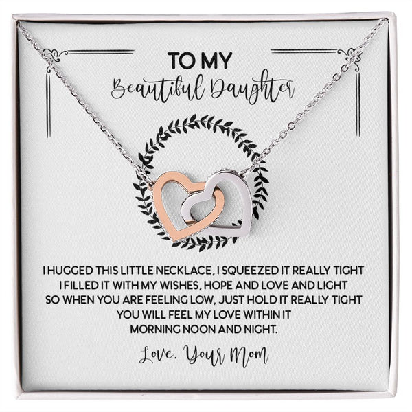 To My Beautiful Daughter Interlocking Hearts Necklace Gift From Mom