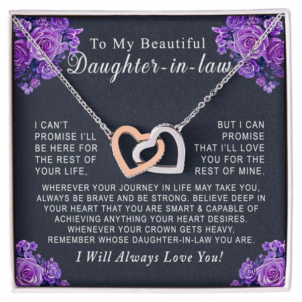 To My Beautiful Daughter-in-law Interlocking Hearts Necklace Gift From Mother-in-law or Father-in-law