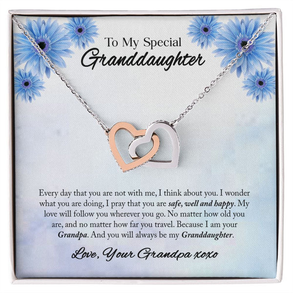 To My Granddaughter Interlocking Hearts Necklace Gift From Grandpa
