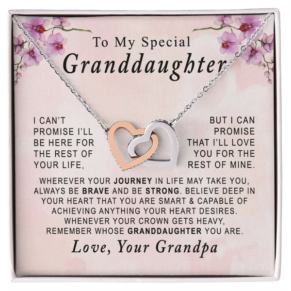 To My Special Granddaughter Interlocking Hearts Necklace Gift From Grandpa