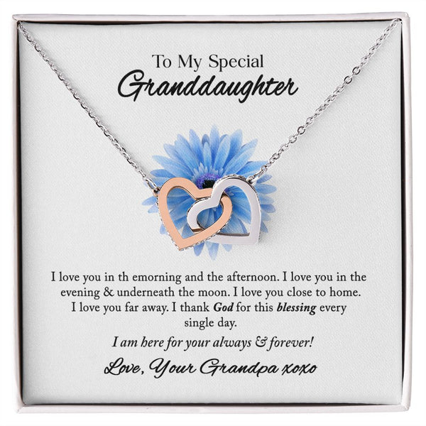 To My Special Granddaughter Interlocking Hearts Necklace Gift From Grandpa