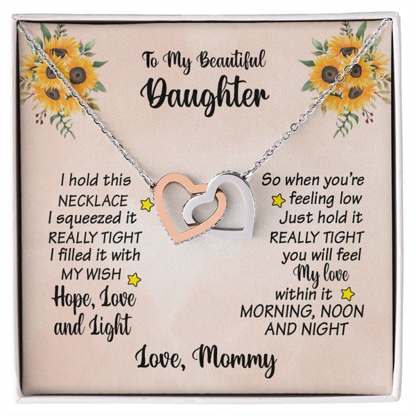 To My Beautiful Daughter Interlocking Hearts Necklace Gift From Mommy