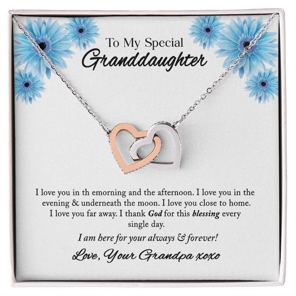 To My Special Granddaughter Interlocking Hearts Necklace Gift From Grandpa