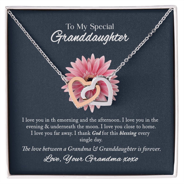 To My Special Granddaughter Interlocking Hearts Necklace Gift From Grandma