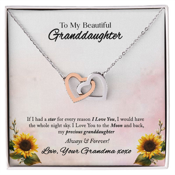 To My Beautiful Granddaughter Interlocking Hearts Necklace Gift From Grandma