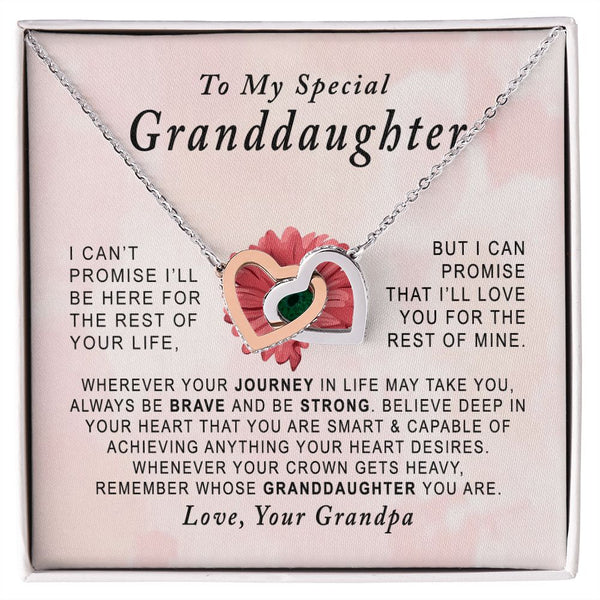 To My Special Granddaughter Interlocking Hearts Necklace Gift From Grandpa