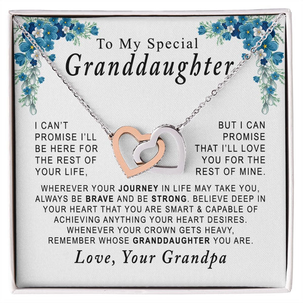 To My Special Granddaughter Interlocking Hearts Necklace Gift From Grandpa