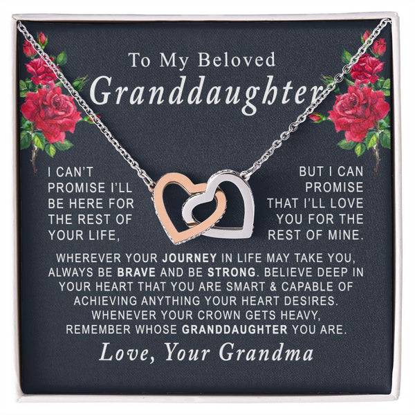 To My Beloved Granddaughter Interlocking Hearts Necklace Gift From Grandma