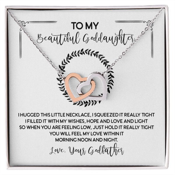 To My Beautiful Goddaughter Interlocking Hearts Necklace Gift From Godfather