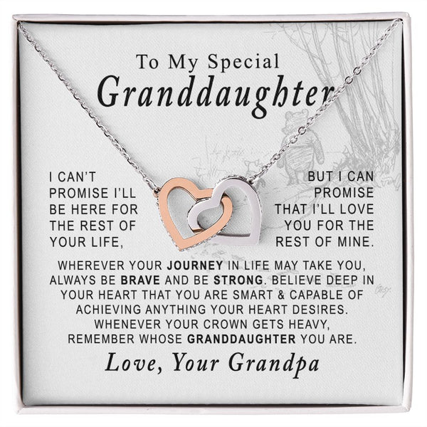 To My Special Granddaughter Interlocking Hearts Necklace Gift From Grandpa