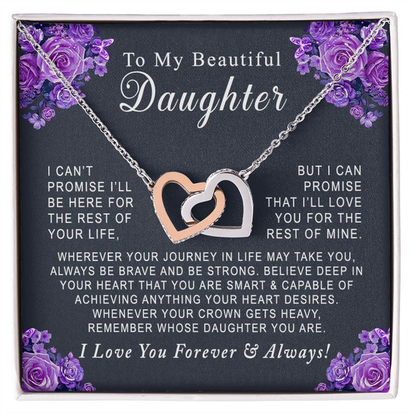 To My Beautiful Daughter Interlocking Hearts Necklace Gift From Mother or Father