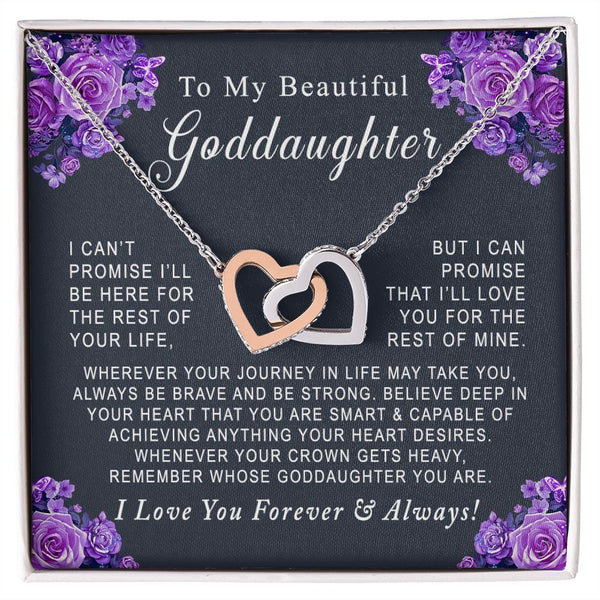 To My Beautiful Goddaughter Interlocking Hearts Necklace Gift From Godmother or Godfather