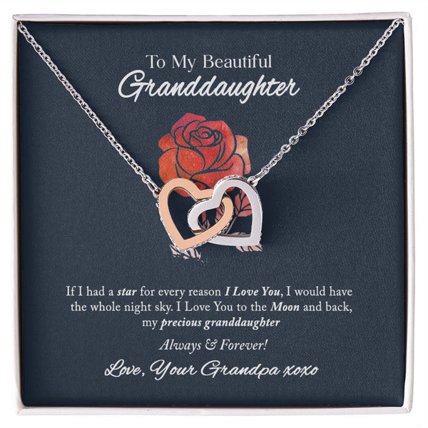 To My Beautiful Granddaughter Interlocking Hearts Necklace Gift From Grandpa