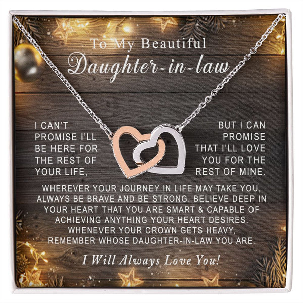 To My Beautiful Daughter-in-law Interlocking Hearts Necklace Gift From Mother-in-law or Father-in-law