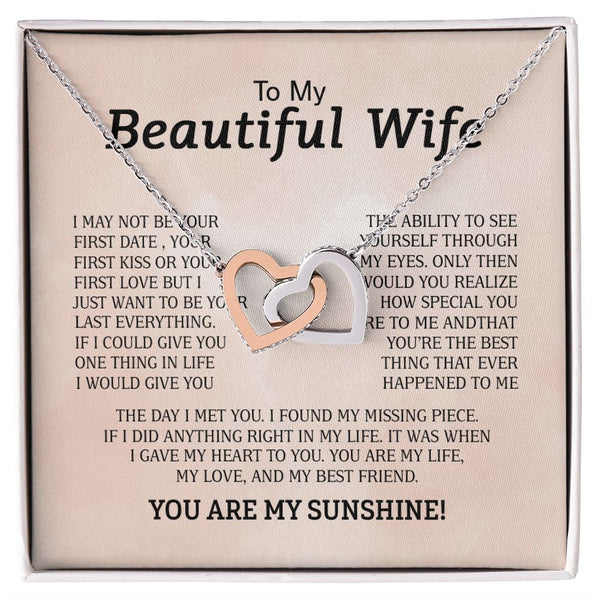 To My Beautiful Wife Interlocking Hearts Necklace Gift From Husband