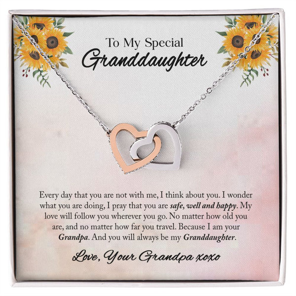 To My Granddaughter Interlocking Hearts Necklace Gift From Grandpa